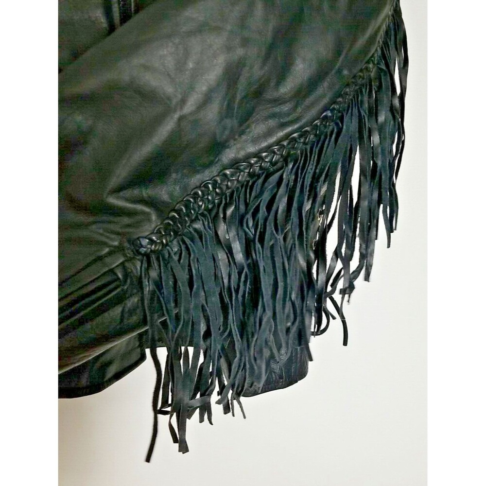 Genuine Leather LG Motorcycle Jacket Fringe Rose Inlay w/ Thinsulate 3M Liner - Picture 4 of 12